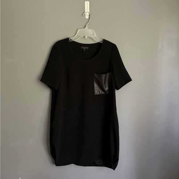 Rag & Bone Silk Lined Leather Pocket Shift Dress Size XXS - Picture 2 of 6